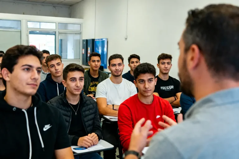Un groupe d'étudiants écoute une présentation sur le titre pro ecsr en classe