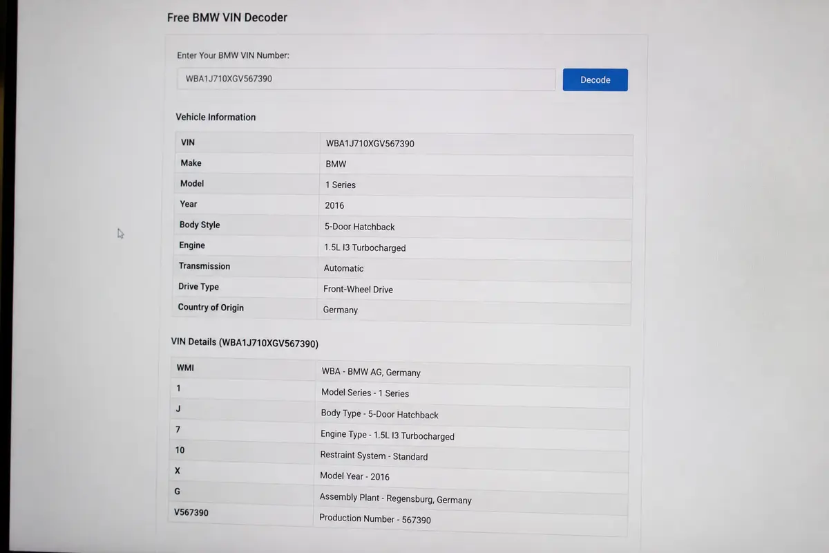 Bmw VIN Decoder Gratuit : Vérifiez votre véhicule facilement